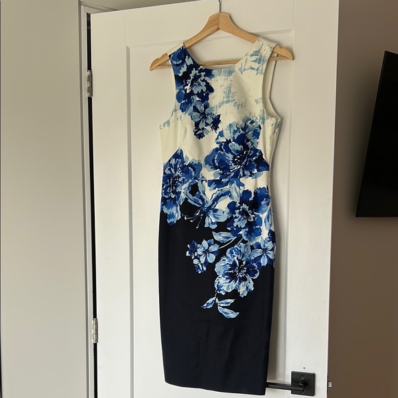 MAEVE Blue & White Floral Cotton Dress | Sleeveless Midi Sundress | Size 4 US - Picture 6 of 16